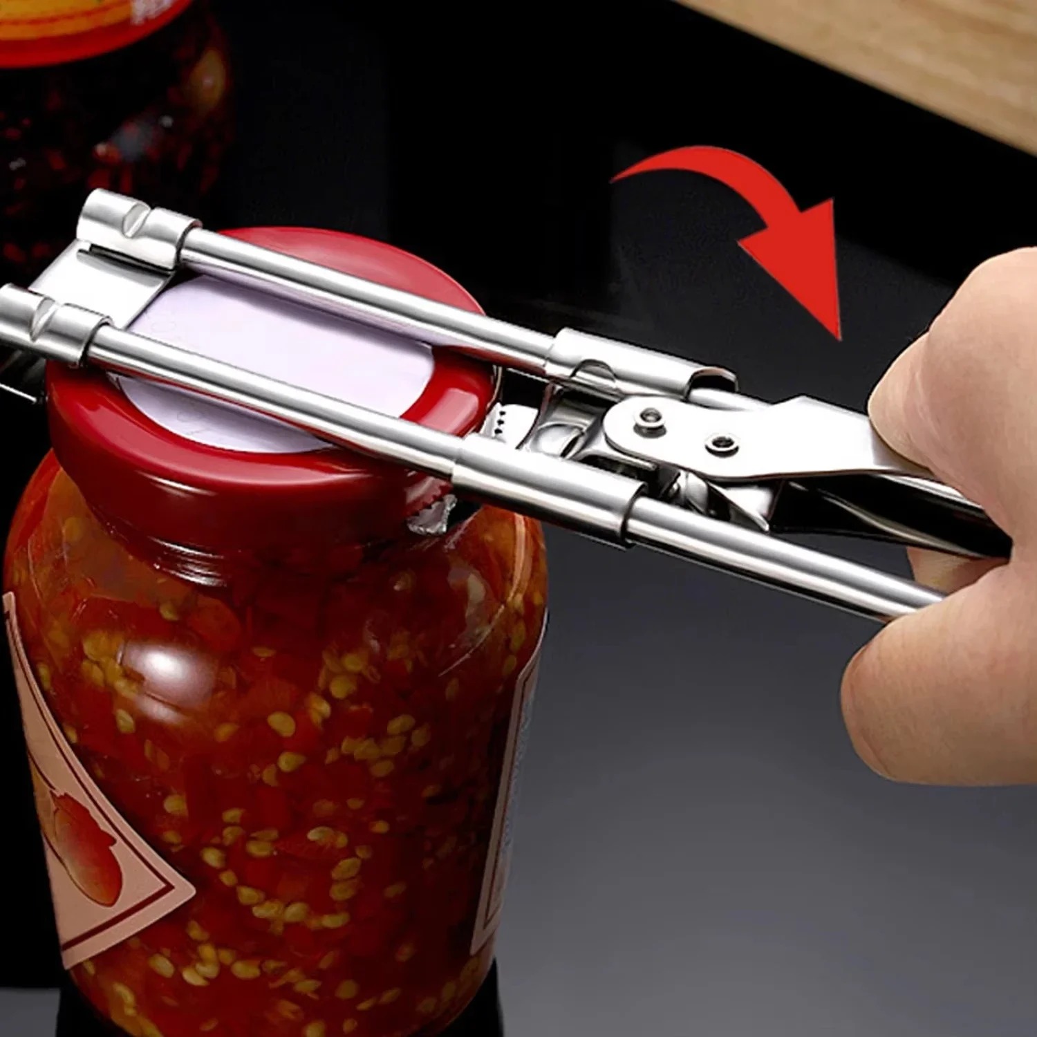Kitchen Gadgets Jar Openers - Ayarlanabilir Paslanmaz Çelik Kaymaz Çok Fonksiyonlu